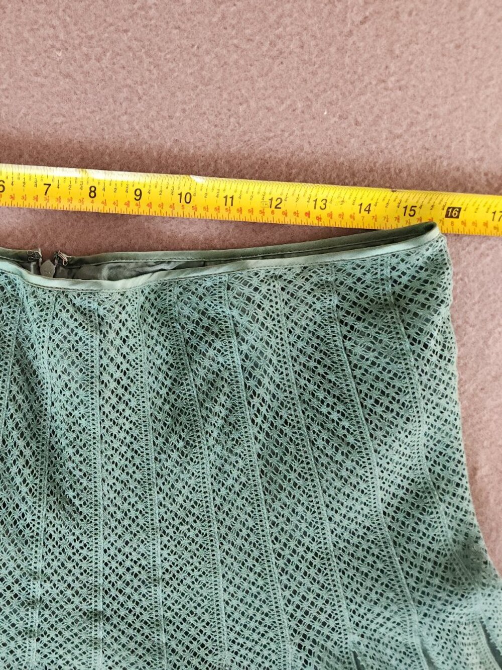 VINTAGE FREE PEOPLE TEAL VELVET & LACE PLEATED MIDI SKIRT SILK BLEND Y2K SIZE 12 - Picture 6 of 10